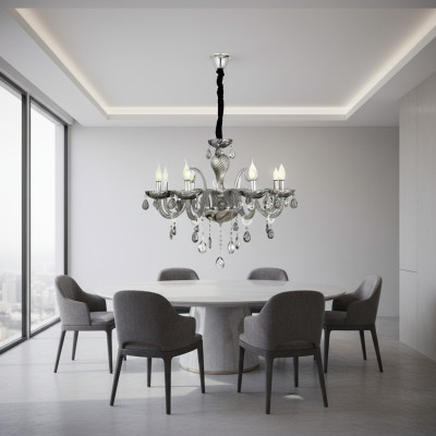 Chandelier smoke crystal in the living room, new chic luxury at home