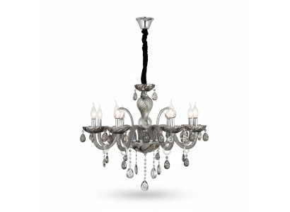 Chandelier smoke crystal in the living room, new chic luxury at home