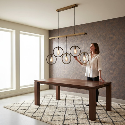 Pendant light black chic ceiling lamp 70x90cm living room light