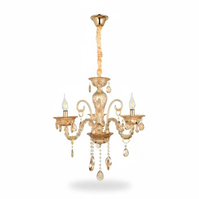 Chandelier crystal in the living room or chic luxury newly at home