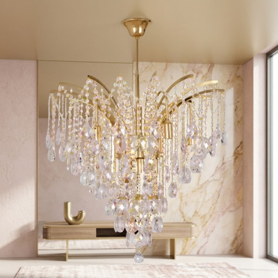 Exclusive crystal chandelier for a stylish living room ambiance