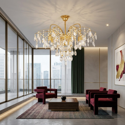 Chandelier French Gold in the Living Room Light Luxurious Lamps