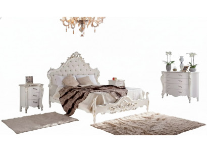 White Bedroom Suite Bed 2x Nightstands Dressers Wood Set 4-piece