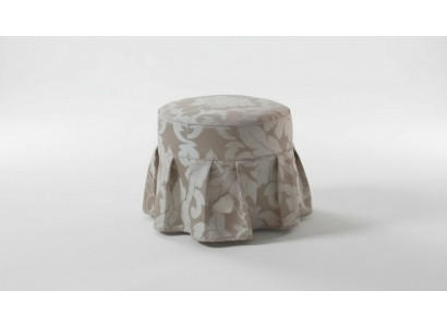 Gray Luxury Footstool Round Upholstery Textile Ottoman Stool
