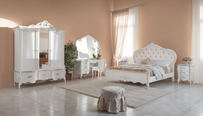 Complete Bedroom Furniture Set White Classic Furniture Set 8-piece new
