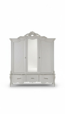 White wardrobe, solid wood furniture, bedroom, designer glass doors