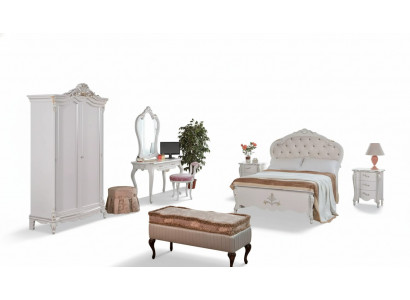 Complete bedroom set bed nightstands wardrobe stool 8-piece