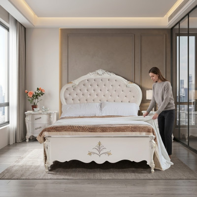 Design bed 120x200cm Chesterfield wooden bed beds hotel room marital