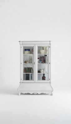 Classic living room furniture, white wooden cabinet, living room furniture cupboard.