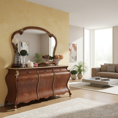 Dresser with mirror console furniture dressers with drawers set 2-piece