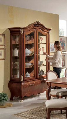 Luxury wood showcase sideboard design cabinets brown Italian furniture new