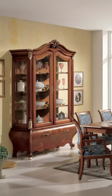 Luxury wood showcase sideboard design cabinets brown Italian furniture new
