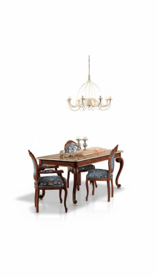 Classic Dining Room Set Luxury Table 2x Armrest Chairs Wood Group 5-piece