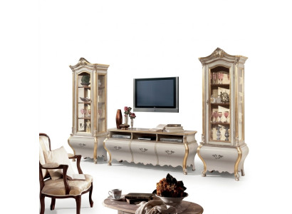 Classic Living Room Wall Unit Cabinets Vitrine Luxury Set Wooden Furniture 3-piece