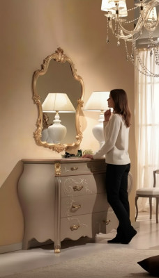 Dresser Mirror Group Wood Design Side Cabinet Wardrobe Furniture Set 2-piece
