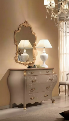 Dresser Mirror Group Wood Design Side Cabinet Wardrobe Furniture Set 2-piece