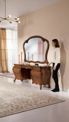 Makeup Vanity Set Mirror Bedroom Furniture Design 2-piece Set