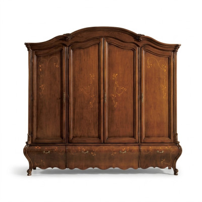 Solid Wood Wardrobe Classic Luxury Bedroom Furniture Brown New