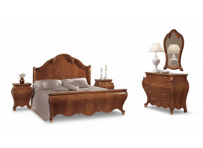 Brown bedroom set luxury furniture beds nightstands mirror dresser