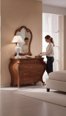 Bedroom mirror dresser wood classic design luxury brown new