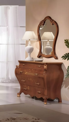 Bedroom mirror dresser wood classic design luxury brown new