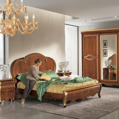 Bed Cushion Classic Double Bed Wood Hotel Beds Bedroom Upholstery