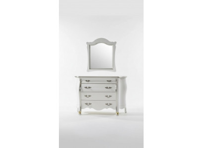 Complete wooden dresser with mirror classic furniture decoration 2-piece set