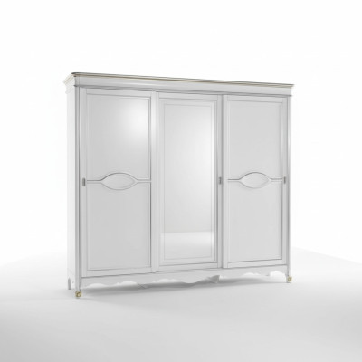 White classic wardrobe mirror door bedroom furniture design