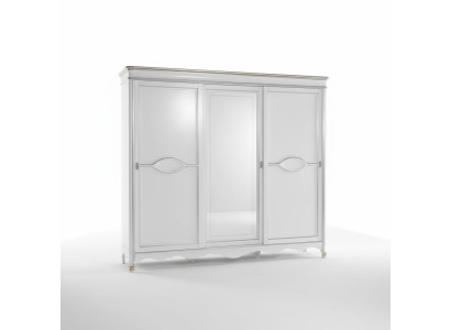White classic wardrobe mirror door bedroom furniture design