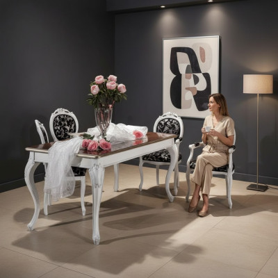 Design dining room wooden furniture 4x white chair table dining set 5-piece set