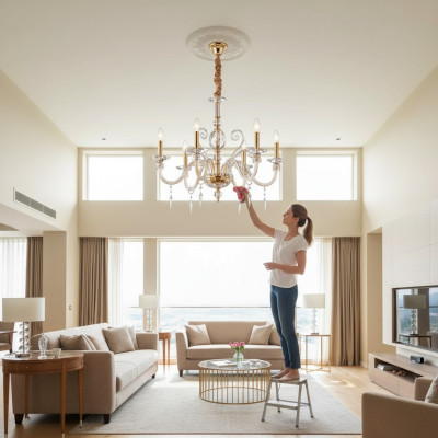 Stylish Gold Crystal Chandelier Ceiling Light Pendant New