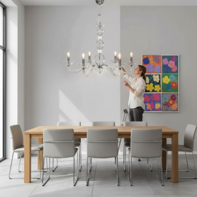 Crystal chandelier pendant ceiling lamps, 6x new lamps
