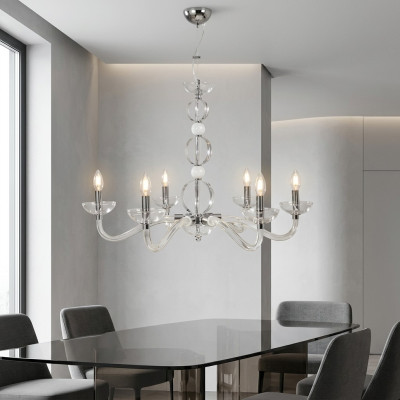 Crystal chandelier pendant ceiling lamps, 6x new lamps