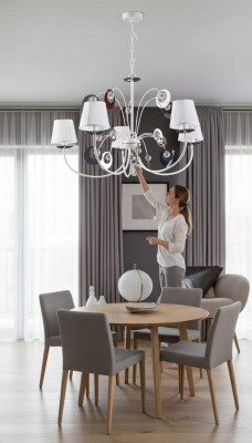 Luxurious 4x lamp chandelier ceiling light Art Deco white new