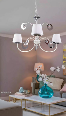 Luxurious 3x Lamp Chandelier Ceiling Light Art Deco White New