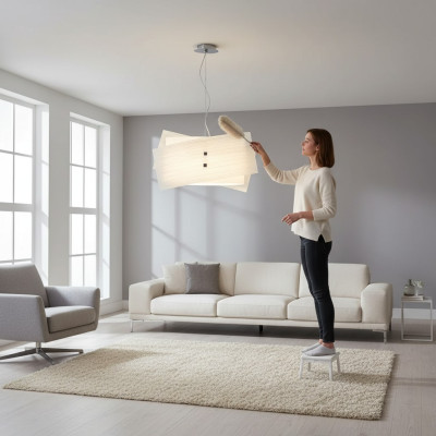 Stylish ceiling lamp, classic white hanging light with 2 new lamps
