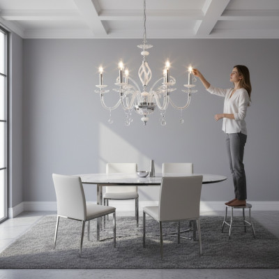 Luxury Ceiling Chandelier White Chandelier Ceiling Lamp Crystal Lamp