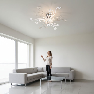 Luxury Ceiling Chandelier White Ceiling Light Crystal Lamp Chandelier