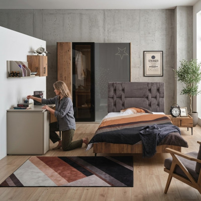 Bedroom furniture youth room children’s room bed wardrobe 4-piece set.