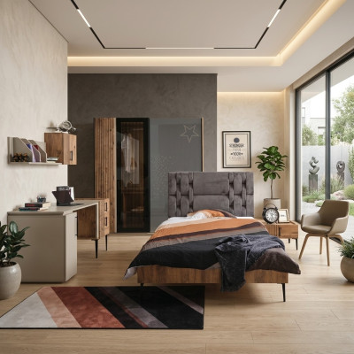 Bedroom furniture youth room children’s room bed wardrobe 4-piece set.