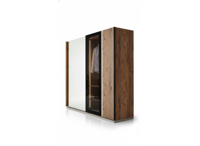 Modern wardrobe luxury wood cabinets glass stylish bedroom