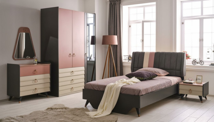 Luxury bedroom set bed nightstand wardrobe dresser mirror new