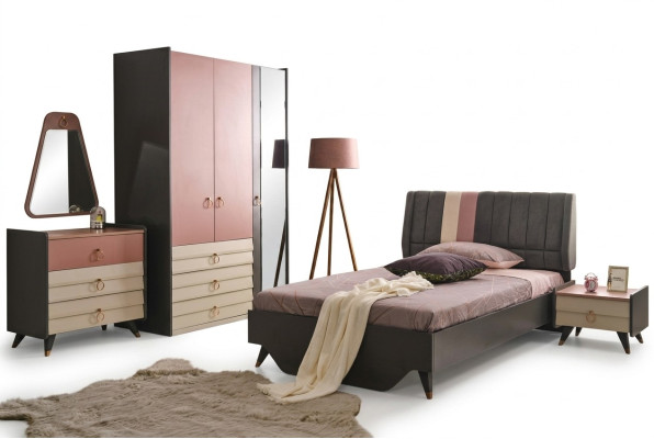 Luxury bedroom set bed nightstand wardrobe dresser mirror new
