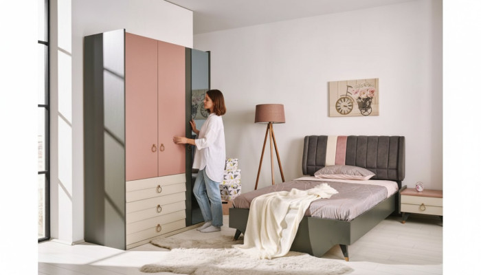 Bedroom set bed nightstand wardrobe modern luxury Setra set