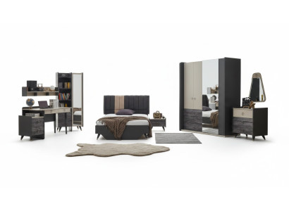 Luxurious gray bedroom set, youth room, children's room, 7-piece bed