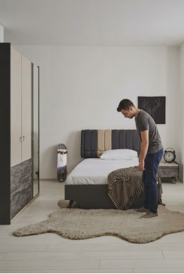 Luxurious stylish bedroom set Delta bed nightstand wardrobe