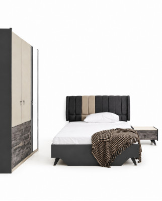 Luxurious stylish bedroom set Delta bed nightstand wardrobe