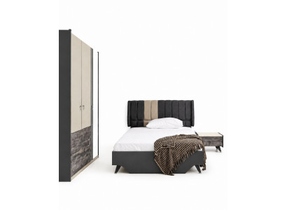 Luxurious stylish bedroom set Delta bed nightstand wardrobe