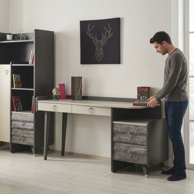 Modern luxurious gray wood desk bedroom furniture stylish new