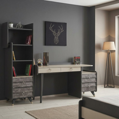 Modern luxurious gray wood desk bedroom furniture stylish new